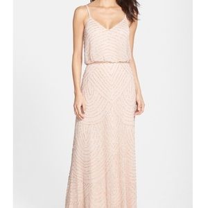 Adrianna Papell Art Deco Beaded Blouson Blush Sz 4